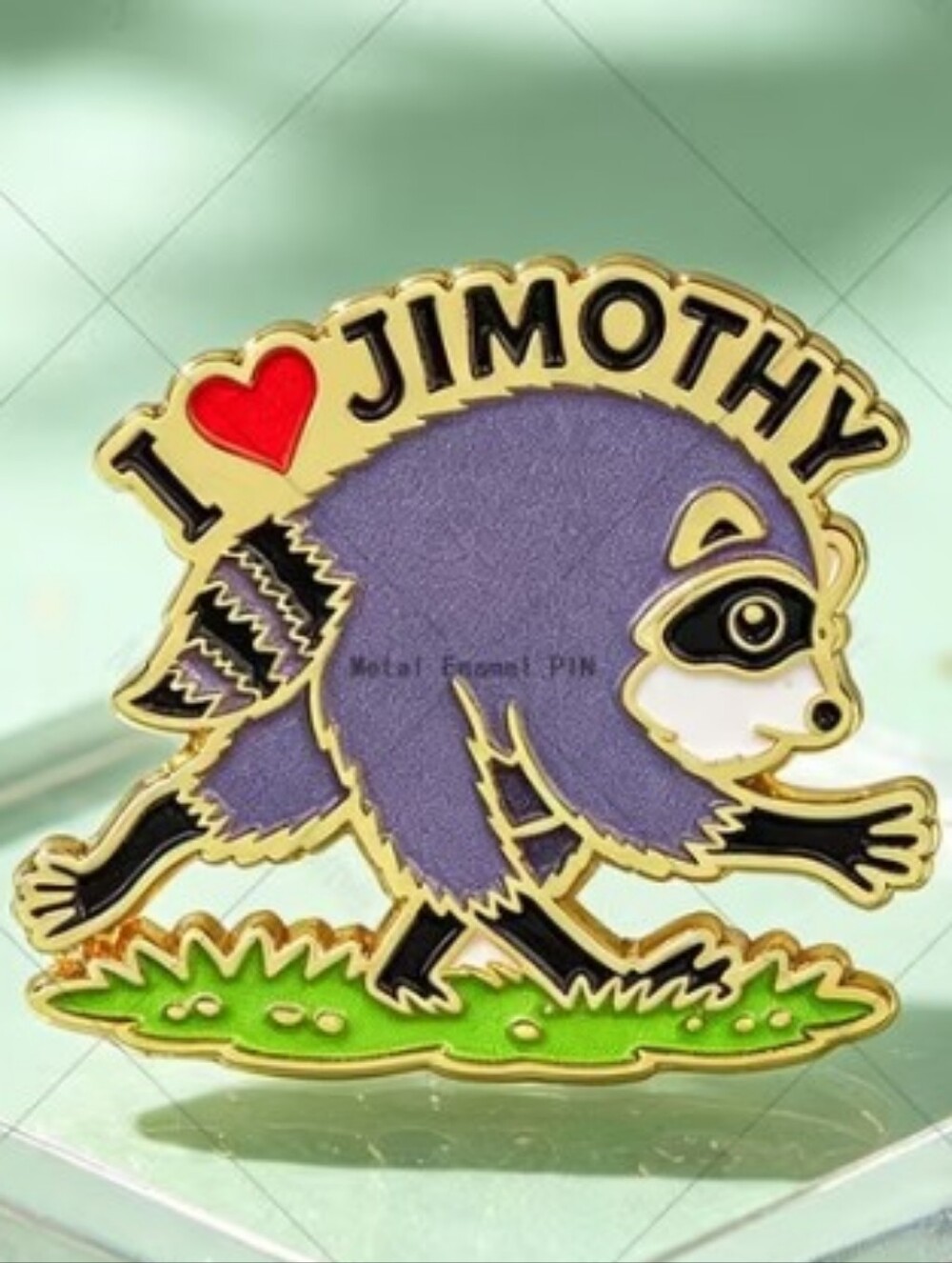 I ♥ Jimothy Purple Raccoon Enamel Pin